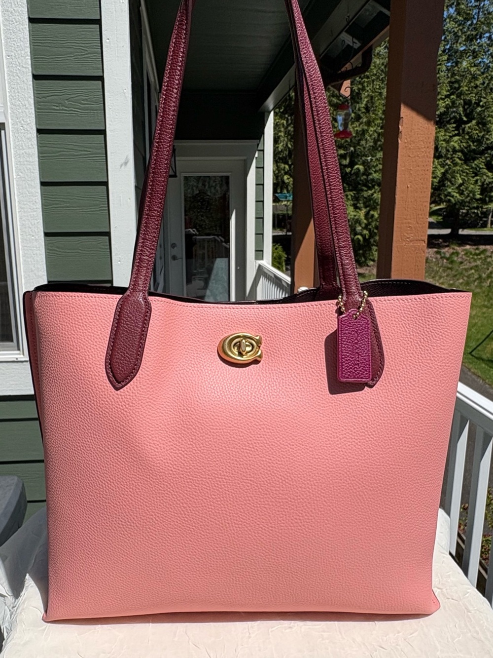 COACH Willow Tote Bag In Colorblock With Signature Canvas Interior CO692